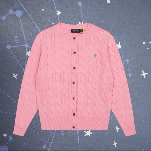 💕 Ralph Lauren Pink Cable Knit Cardigan - Picture 1 of 10
